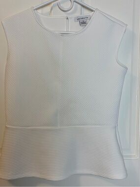 Liz Claiborne Sleeveless Minimalist White Peplum Top, Size S